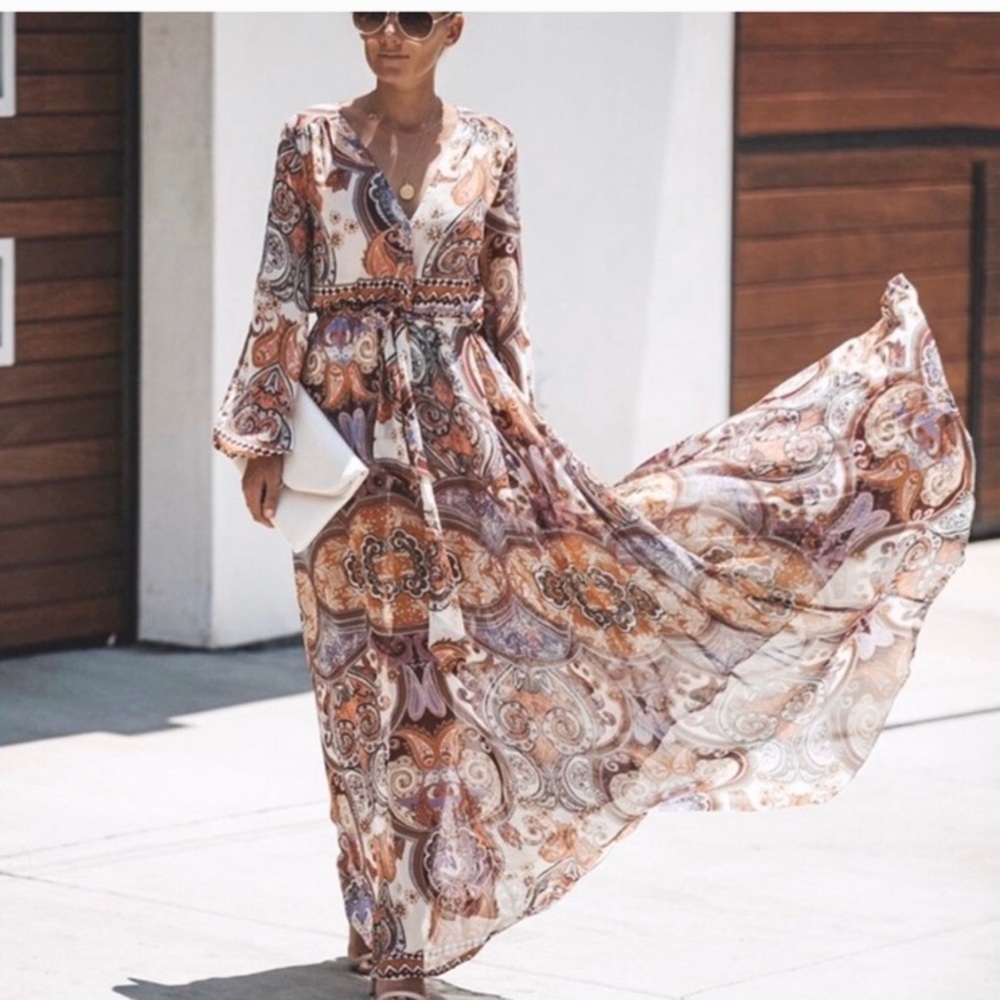 Vici Beautiful Print Wrap Maxi Dress
